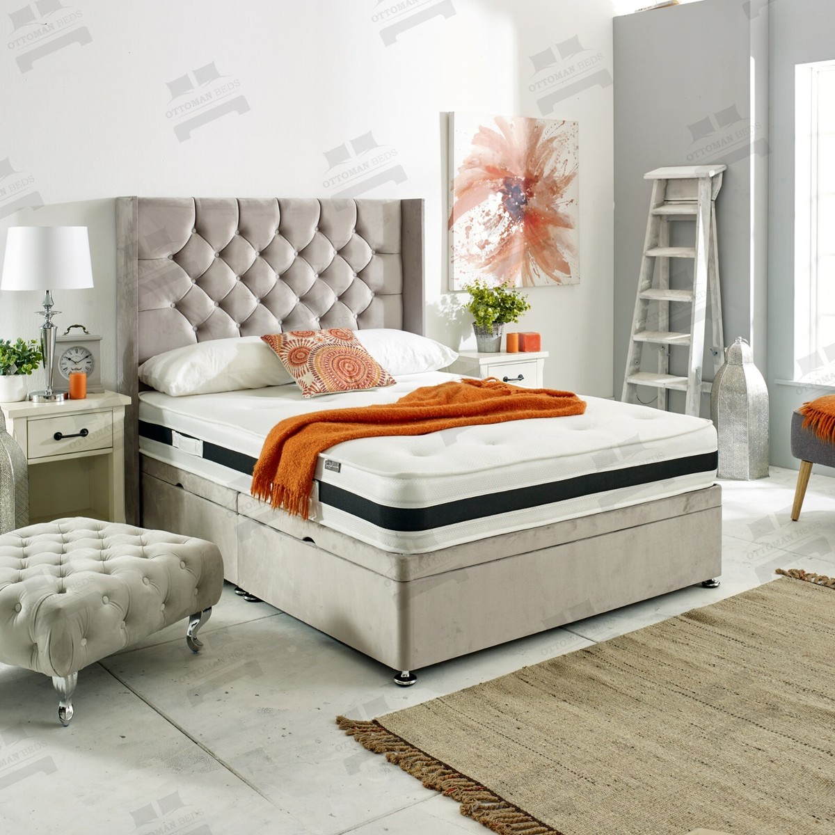 Classic Chesterfield Divan Set | Premium Fabric Choice | Free Delivery - Divan Beds UK