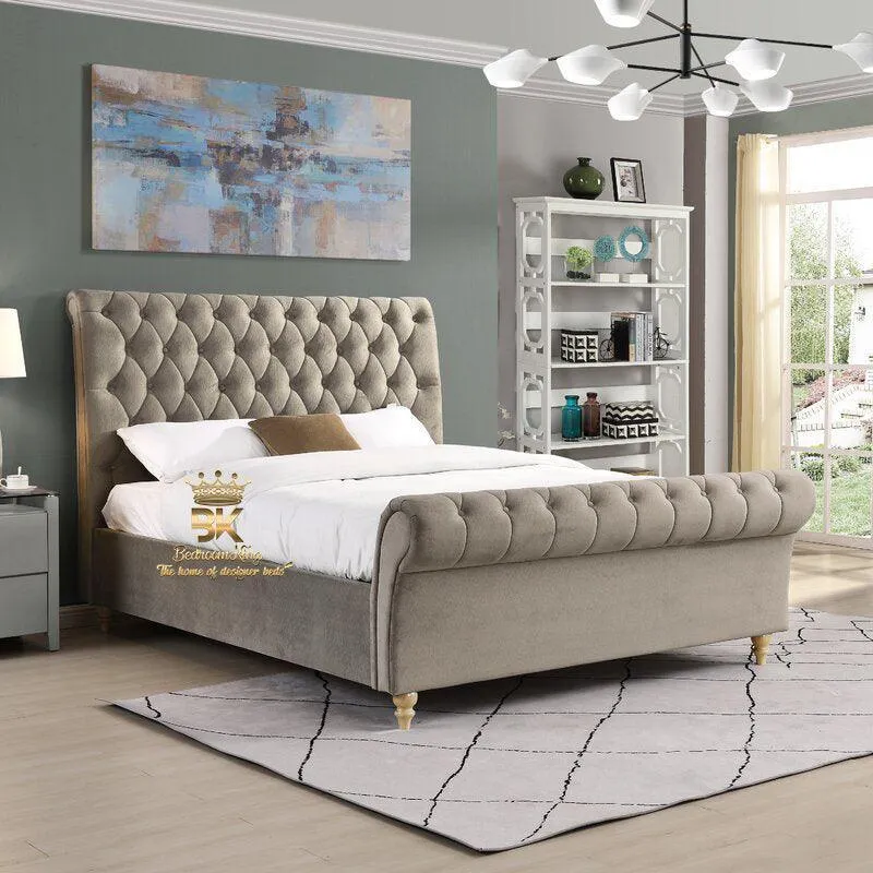 Mink Plush Sleigh Bed
