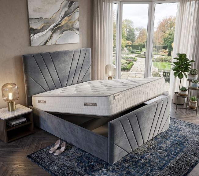Sunrise Fiji Plush Velvet Black Ottoman Bed